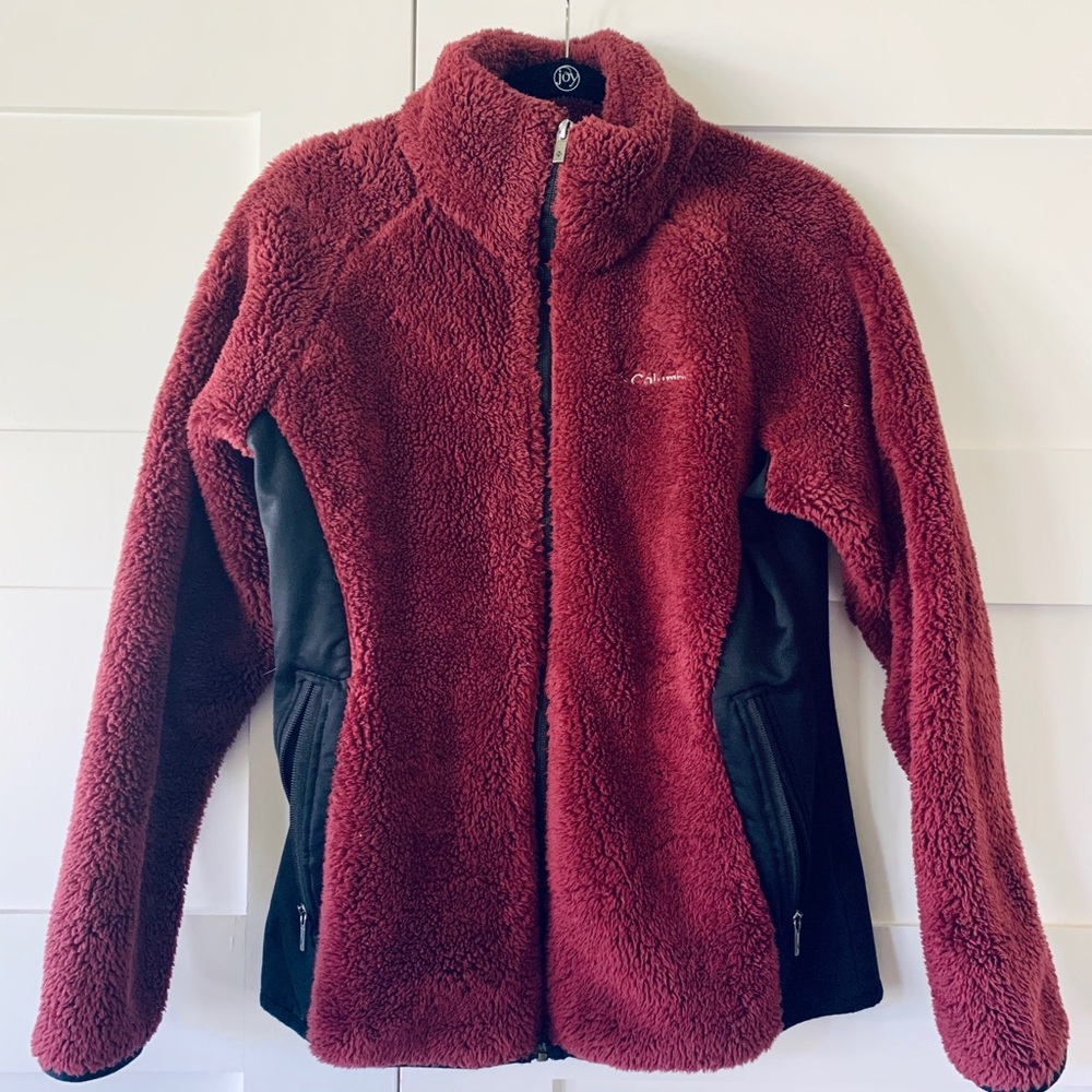 Columbia Burgundy Sherpa Full Zip Jacket